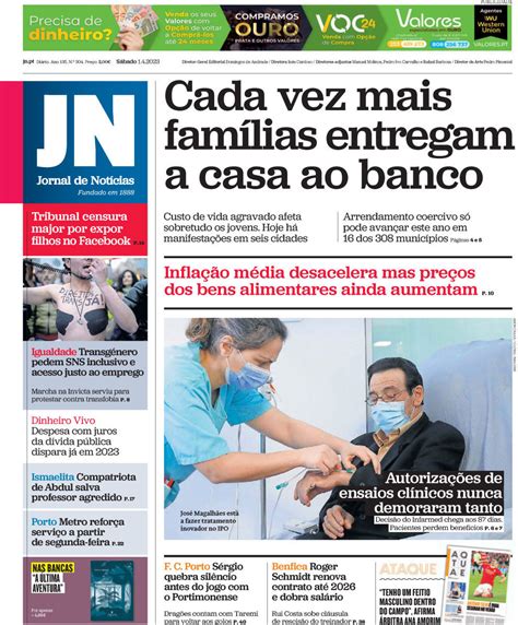 Capa Jornal de Notícias 1 abril 2023 capasjornais pt