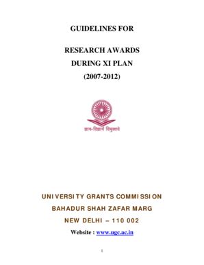 Fillable Online Ugc Ac Guidelines For Research Awards During Xi Plan