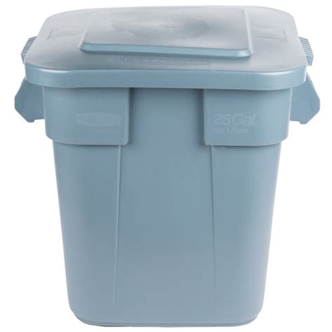 Rubbermaid Brute 28 Gallon Gray Square Trash Can And Lid