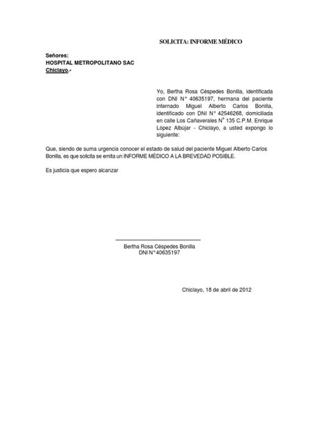 Carta Para Solicitar Certificado Medico Financial Report