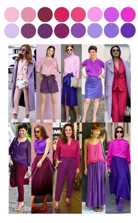 Análoga roxo rosa Moda colorida Combinações de cores da moda Ideias