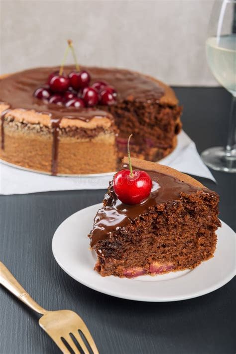 Chocolate Cake with Juicy Cherries Stock Photo - Image of cherry, cake ...