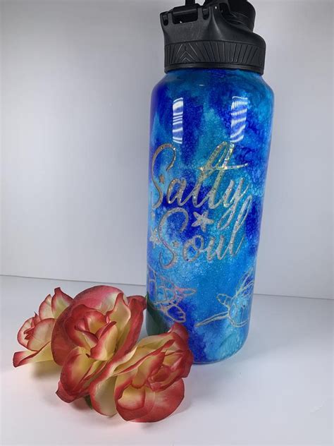 Salty Soul Sea Turtle 40oz Water Bottle Opal Glitter And Etsy