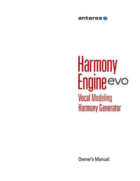 Antares Harmony Engine Evo user manual