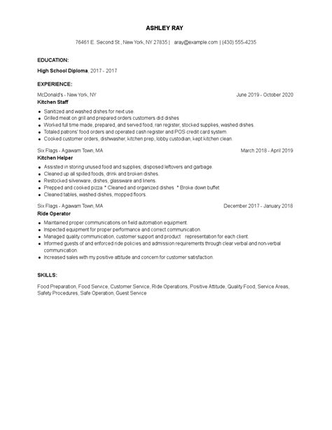 Kitchen Staff Resume Examples And Tips Zippia