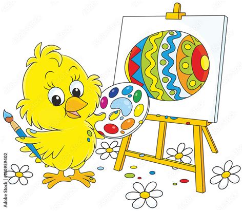 Easter Chick painter Stock Vector | Adobe Stock