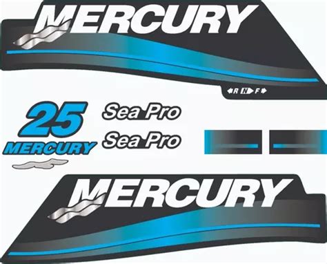 Decalque Faixa Adesiva Motor Popa Mercury 25 Hp Sea Pro Parcelamento