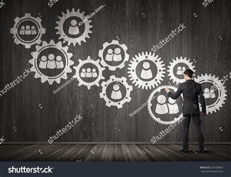 Businessman Standing Back Drawing Concept Teamwork Stock Photo ...