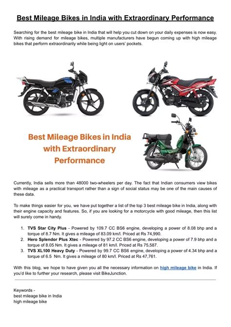 PPT Best Mileage Bikes In India With Extraordinary Performance