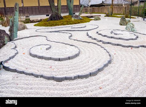 Japanese Zen Garden Zen Garden Meditation Stone In Lines Sand For