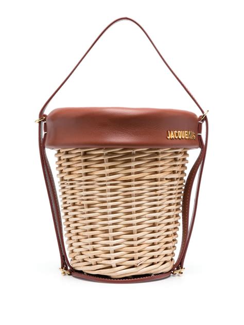 Jacquemus Le Panier Seau Wicker Bucket Bag In Brown Modesens