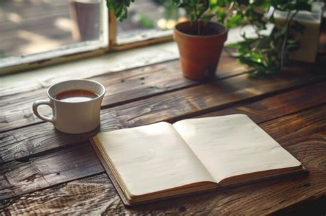 Premium Photo | A cup of coffee and an open book on a table Perfect for ...