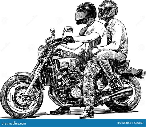 Couple On Motorcycle Stock Vector Illustration Of Action