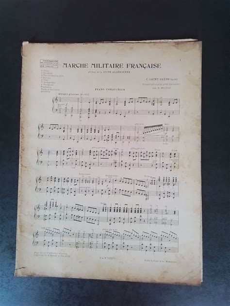 PARTITION ANCIENNE PIANO CONDUCTEUR SAINT SAENS Marche Militaire