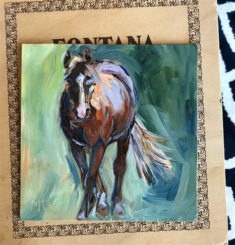 Horse painting of chestnut horse. Oil Painting on board. | Etsy