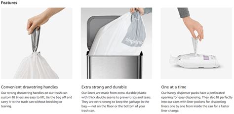 Simplehuman Trash Can Liners - Custom Fit Drawstring Bags