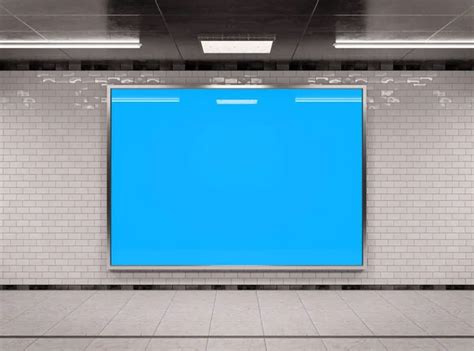 Vertical Triple Underground Billboard Frame Mockup 3d Rendering Stock