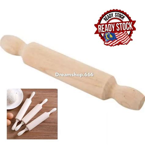 Wooden Rolling Pin Kayu Penggolek Doh Adonan Tepung Pin Bergulir L Xw