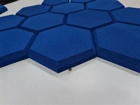 Espuma Acústica Hexagonal 30cmx2cm Azul Kit C 10 Placas