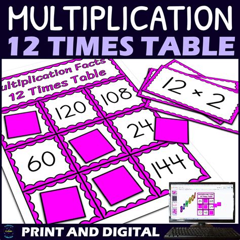 12 Times Table Activity - Multiplication Facts Bingo Game