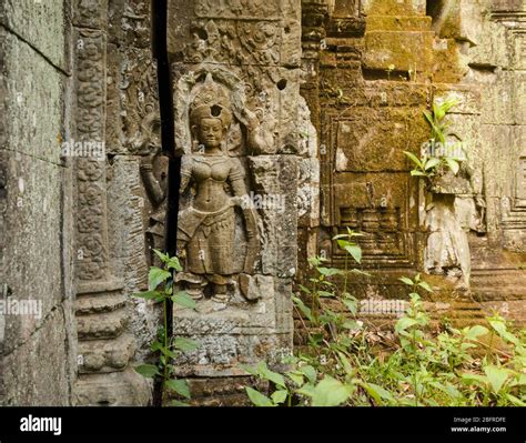 Apsara Dancer Stone Sculpture From Hindu Mythology Carved On Preah