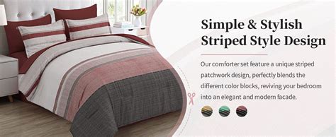 Amazon Dobuyly Striped King Size Comforter Set Red Stripe