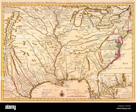 Carte de la Louisiane et du cours du Mississipi dressée sur un grand