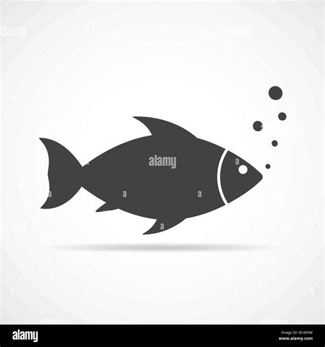 Simple Fish Icon In Flat Design Vector Illustration Gray Fish Icon On