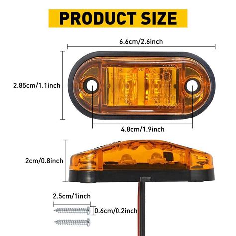 Red Amber Led Oval Side Marker Lights Truck Trailer Clearance Light