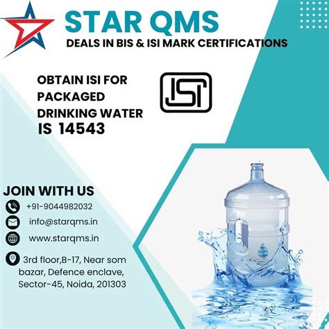 Packaged Drinking Water ISI Mark Certification Services At Rs 65000