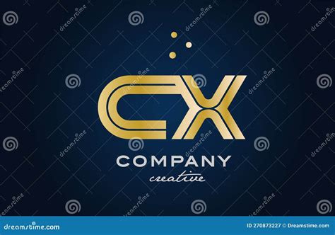 Gold Golden CX Combination Alphabet Bold Letter Logo With Dots Joined