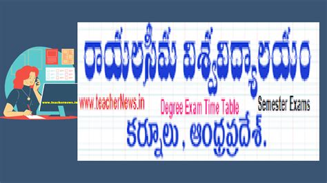 Rayalaseema Degree Exams Time Table