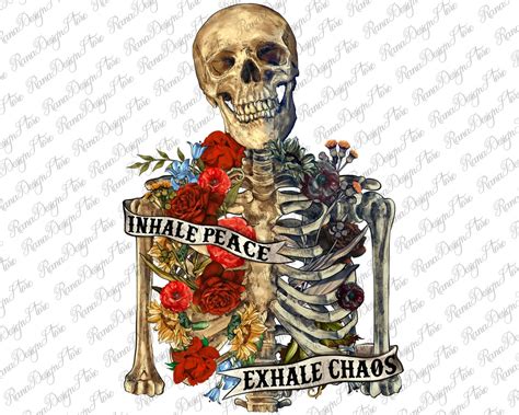 Inhale Peace Exhale Chaos Png Sublimation Design Hand Drawn Etsy