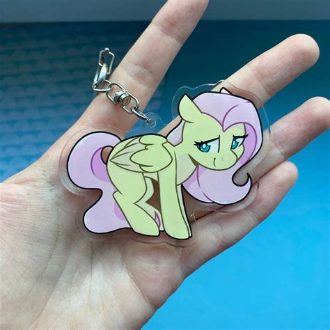 Mlp Keychain Fluttershy Double Sided Acrylic Keychain Etsy