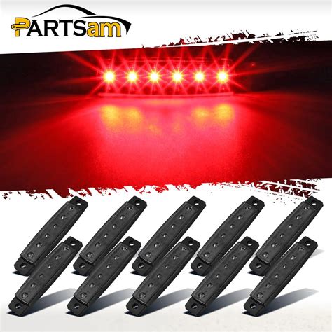 Partsam Pcs Thin Red Led Side Marker Clearance Indicator Lights