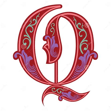 Garnished Gothic Style Font Letter Q Stock Vector Illustration Of