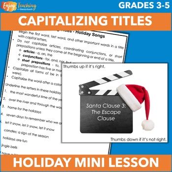 Capitalizing Titles Holiday And Christmas Capitalization Activities