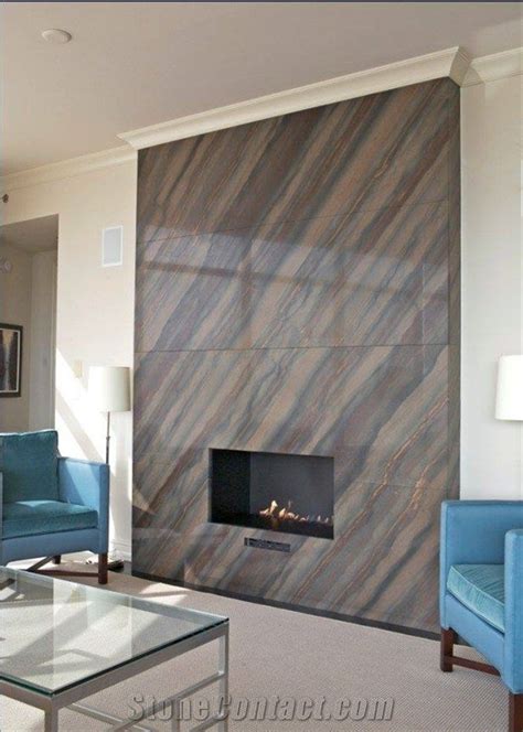 Elegant Brown Quartzite Modern Style Fireplace Surround From United