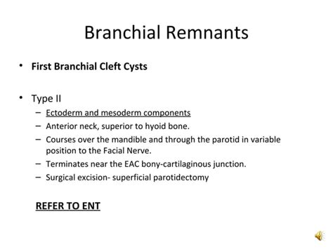 Branchial Remnants And Branchial Cyst Ppt