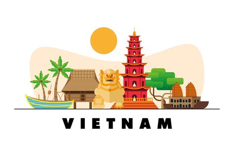 vietnam culture landmarks 3822667 Vector Art at Vecteezy