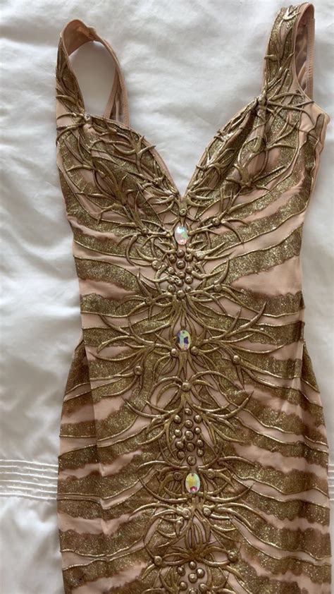 Stunning Gold Embellished Bodycon Mini Dress Ebay