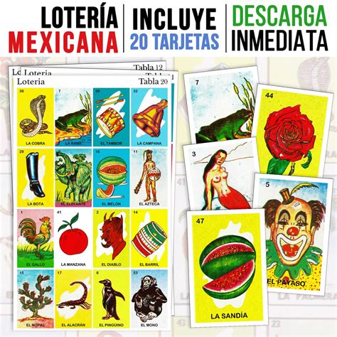 Tablas De Loteria Mexicana Imprimible Mexican Loteria Etsy