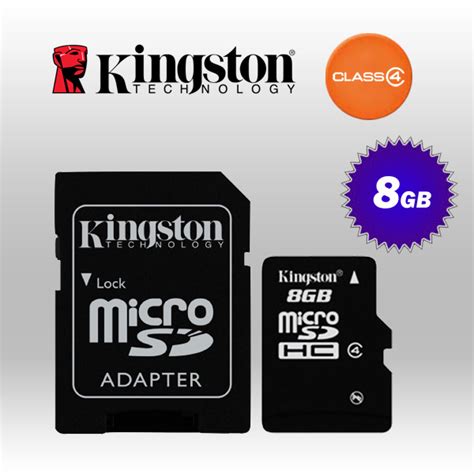 Kingston 8gb Micro Sd Class 4 With Standard Sd Adaptor Kinsdc48gb