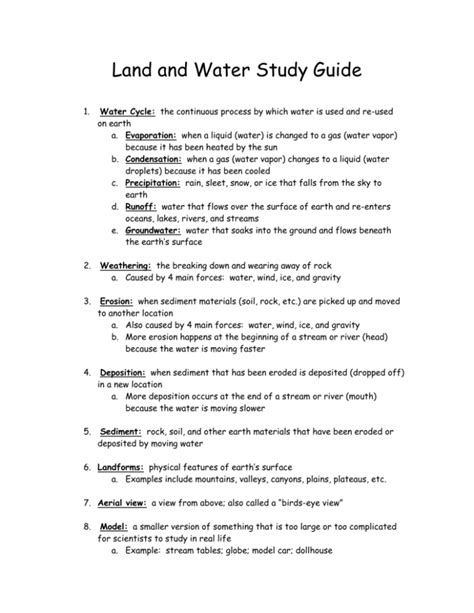 Land And Water Study Guide