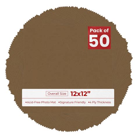 Aged Oak Brown 12x12 Uncut Mat Board Blank Sheets No Opening Color