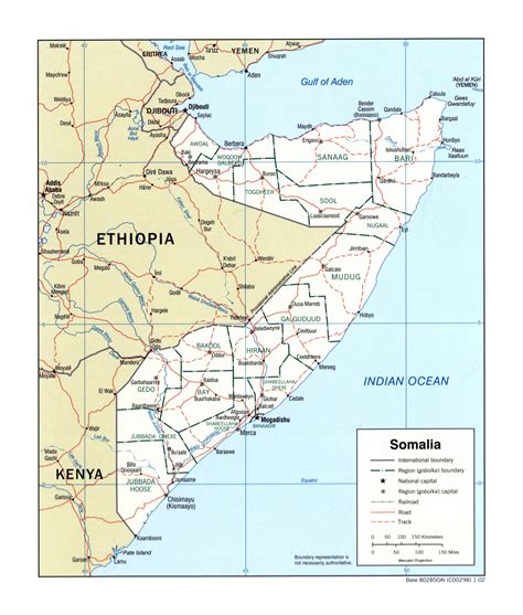 Large detailed political and administrative map of Somalia with roads ...