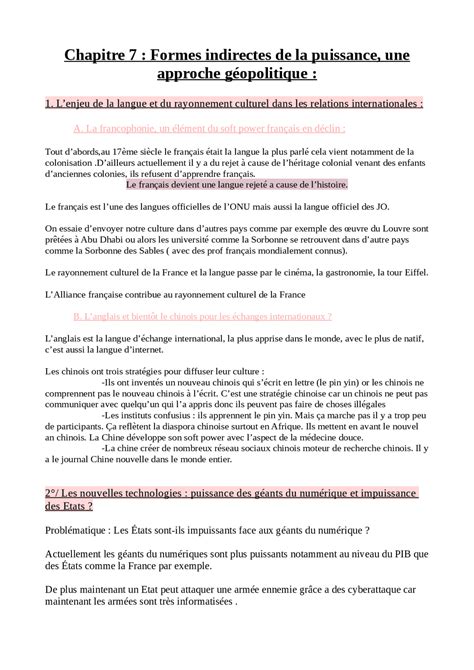 Formes Indirectes De La Puissance Une Approche Géopolitique Notes