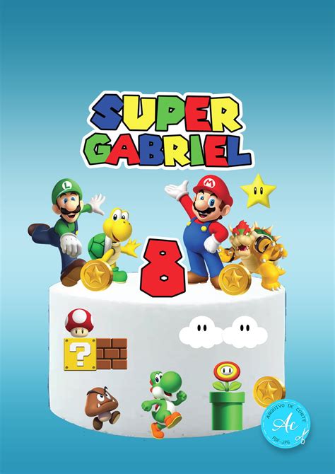 Arquivo Digital Topo De Bolo Super Mario 5 Pdf  Png Topo De Bolo Para Imprimir