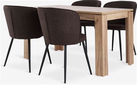 LINTRUP L140 Tafel Eiken 4 RISSKOV Stoelen Donkerbruin JYSK