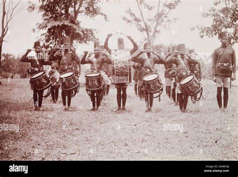 Uganda Portrait Of A Regiment Of Uniformed Drummers In The 4th Kings